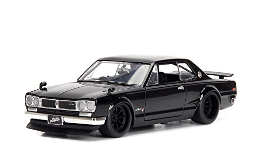 Jada 253203004 Toys Fast & Furious Brian's 1971 Nissan Skyline GT-R 2000 (C10), Auto, Tuning-Modell im Maßstab 1:24, mit Spoiler, zu öffnende Türen, Motorhaube und Kofferraum, Freilauf, schwarz von Jada Toys