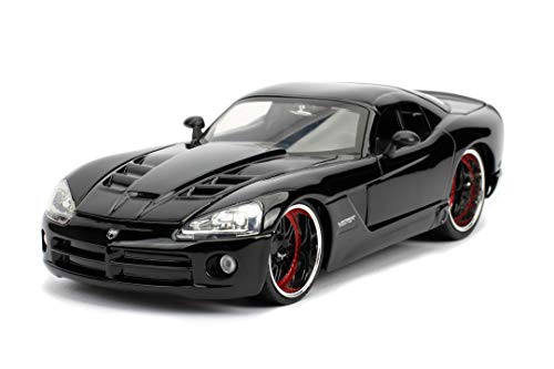 Jada Toys 253203057 Fast & Furious Letty's Dodge Viper SRT-10, Auto, Tuning-Modell im Maßstab 1:24, zu öffnende Türen, Motorhaube und Kofferraum, Freilauf, glänzend schwarz von Jada Toys