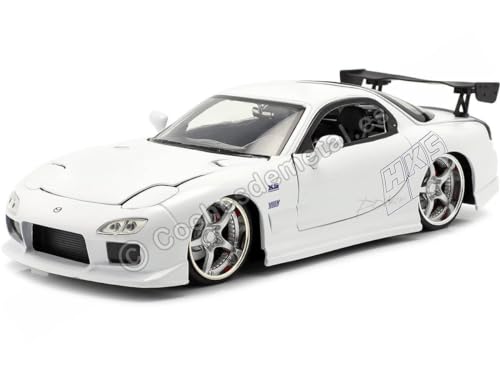 Jada Toys Fast & Furious 1993 Mazda RX-7, Tuning-Modell im Maßstab 1:24, zu öffnende Türen, Motorhaube und Kofferraum, weiß von Jada Toys