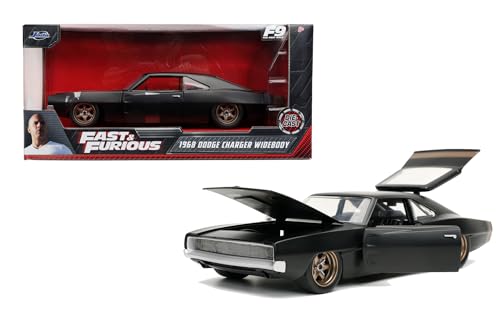 Jada Toys 253203075 Fast & Furious 1968 Dodge Charger 1:24, Die-Cast-Auto, bekannt aus den Filmen, Muscle Car, Schwarz von Jada Toys