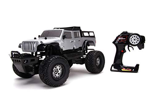 Jada 253209005 Toys Fast & Furious Jeep Gladiator, RC, ferngesteuertes Auto, 4x4, Allradantrieb, Turbo, USB Ladefunktion, inkl. 2-Kanal Fernsteuerung, Maßstab 1:12, Silber, ab 8 Jahren von Jada Toys