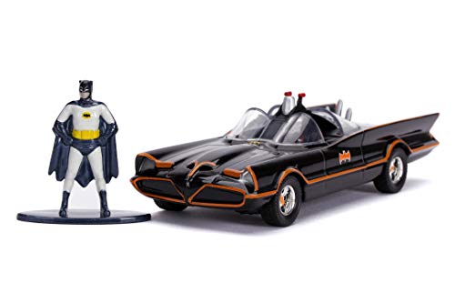 Jada Toys 253213002 Classic Batmobil 1966, hochdetailiertes 1:32 Modellauto inkl. Batman Figur, Türen können geöffnet werden, mit Freilauf, schwarz von Jada Toys