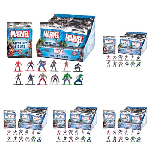 Jada Toys 253221016 - Marvel Nanofiguren Blind Pack - Marvel Metall Sammlerfiguren im Blind Pack, 4 cm, Ab 3 Jahren, Zufällige Auswahl, Schwarz (Packung mit 5) von Jada Toys