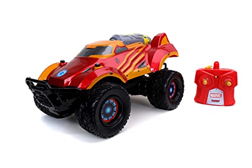 Jada 253228002 Marvel RC Iron Thruster, ferngesteuertes Auto, mit Turbo, USB Ladefunktion, 3,6 m/s, Kontrolldistanz 25 m, Maßstab 1:14, Rot/Ausflug, einfarbig (Getaway Solids) von Jada Toys