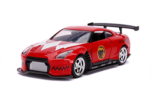 Jada Toys Power Rangers, 2009 Nissan GT-R, R35, Spielzeugauto aus Die-cast, Türen zum Öffnen, Maßstab 1:32, metallic rot Jada Toys Power Rangers, 2009 Nissan GT-R, R35, Spielzeugauto aus Die-cast, Türen zum Öffnen, Maßstab 1:32, metallic rot von Jada