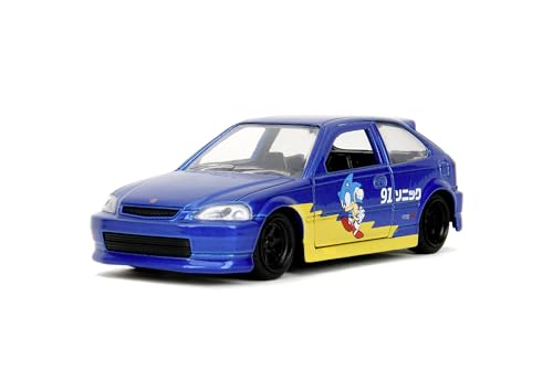 Jada Toys Sonic The Hedgehog Auto Honda Civic Type-R 1997 (13,5 cm) - Modellauto aus Metall mit Türen zum Öffnen, Spielzeug-Fahrzeug für Fans und Kinder ab 8 Jahre von Jada Toys