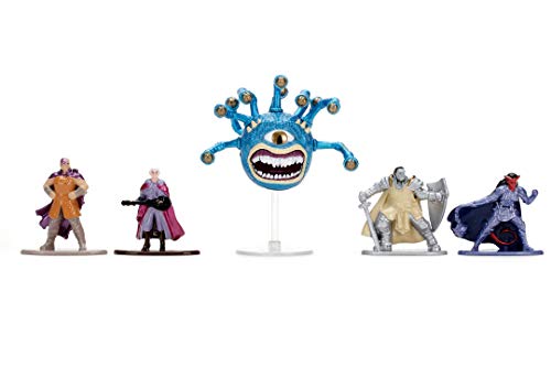 Jada Toys Dungeons & Dragons Nanofigs 5er-Set Nano Sammelfiguren aus Die-Cast, Minsc Human Ranger, Elf Bard, Orc Paladin, Tiefling Paladin, Beholder, Spielzeugfiguren, 5 Stück/Set, 4 cm, ab 12 Jahren von Jada Toys