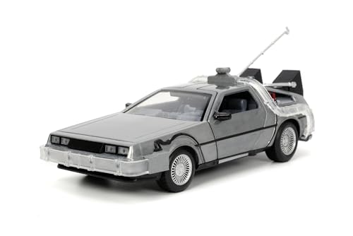 Jada Toys Time Machine Back to The Future 1, Zurück in die Zukunft, bekannt aus der Filmreihe, 1:24, Silber, Spielzeugauto von Jada Toys