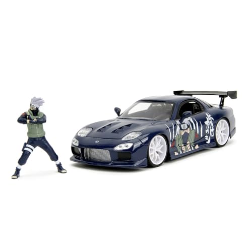 Jada Toys Naruto Auto Mazda RX-7 1993 (20 cm) mit Kakashi Hatake Figur (7 cm) - Modellauto mit Teilen zum Öffnen, Spielzeug-Set aus Metall für Fans und Sammler ab 8 Jahre von Jada Toys