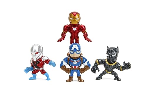 Jada Toys Pop-Kultur Sammelfiguren Set – Die-Cast Avengers 4-Pack Figuren 2,5", Iron Man, Captain America, Black Panther, Ant-Man von Jada Toys