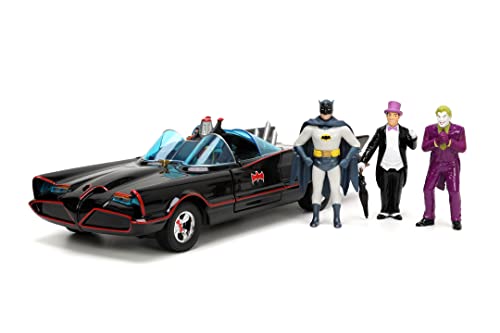 Jada Toys DC Batmobil 1966 Deluxe mit 4 Figuren - hochwertiges Modell-Set zur Batman Classic TV-Serie mit Auto, Batman, Robin, Joker & Penguin für Fans und Sammler ab 8 Jahre von Jada Toys