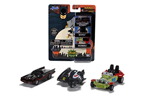 Jada Toys Batman 3er-Set Nano Sammelautos aus Die-cast, Batcycle, Batmobile, Joker Batmobile, Spielzeugautos, Set, 4 cm, ab 8 Jahren Jada Toys Batman 3er-Set Nano Sammelautos aus Die-cast, Batcycle, Batmobile, Joker Batmobile, Spielzeugautos, Set, 4 cm, ab 8 Jahren von Jada