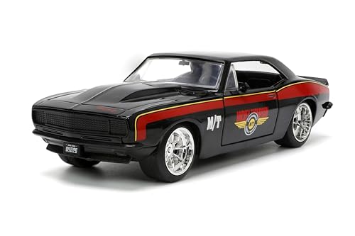 Jada Toys Bigtime Muscle 1:24 1967 Chevy Camaro Druckguss-Auto – Öffnende Türen, Motorhaube, Kofferraum, Gummireifen (schwarz/rot) von Jada Toys