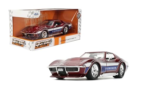 Jada Toys Bigtime Muscle 1:24 1969 Corvette Stingray ZL-1 – Öffnende Türen, Motorhaube, Kofferraum, Gummireifen – Sammlerstück für Erwachsene und Kinder von Jada Toys