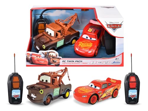 Jada Toys Cars RC Autos Lightning McQueen & Hook (Mater) aus Disney Pixar Cars - 2 ferngesteuerte Autos ab 4 Jahre, RC Single-Drive Twin Set für Kinder, max. 6 km/h, je 14 cm von Jada Toys