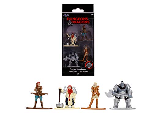 Jada Toys Dungeons & Dragons Nanofigs 4er-Set Nano Sammelfiguren aus Die-Cast, Catti Brie Human Fighter, Dwarf Cleric, Elf Paladin, Orc, Spielzeugfiguren, 4 Stück/Set, 4 cm, ab 12 Jahren von Jada Toys