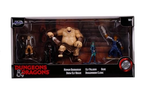 Jada Toys Dungeons & Dragons Nanofigs 5er-Set Nano Sammelfiguren aus Die-Cast, Human Barbarian, Elf Paladin, Drow Elf Rogue, Dragonborn Cleric, Ogre, Spielzeugfiguren, 5 Stück/Set, 4 cm, ab 12 Jahren von Jada Toys