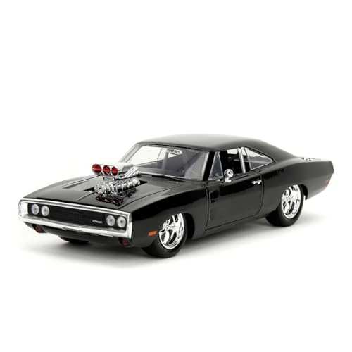 Jada Toys - Fast and Furious Auto Dom`s Dodge Charger Street (1:24, schwarz) - Modellauto 1970 Dodge Charger R/T aus Fast & Furious, Spielzeugauto aus Metall ab 8 Jahre mit Teilen zum Öffnen, 19cm von Jada Toys