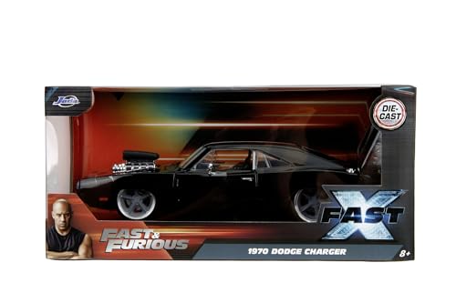 Jada Toys Fast and Furious Modellauto Dodge Charger R/T 1970 (schwarz) - Filmauto aus Fast & Furious 10 (Fast X) mit Teilen zum Öffnen, Maßstab 1:24 (20cm), für Fans ab 8 Jahre von Jada Toys