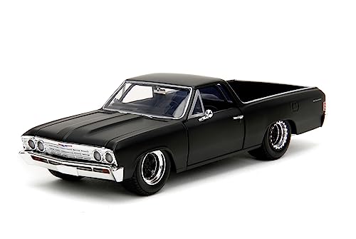 Jada Toys Fast and Furious Auto El Camino (1:24, schwarz) - Chevrolet El Camino 1967 aus dem Film Fast & Furious 10, Die Cast Auto ab 8 Jahre mit Teilen zum Öffnen, 19cm von Jada Toys