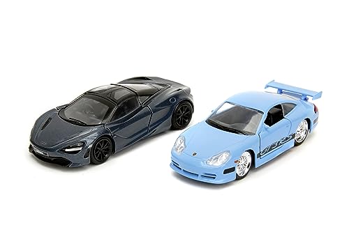 Jada Toys - Fast and Furious Autos (2er-Set) - Brian's Porsche 911 GT3 RS & Shaw's McLaren 720S 2017-2 Legacy Series Modellautos mit Türen zum Öffnen, 1:32, 19cm, ab 8 Jahre, Wave 1, Set 2 von Jada Toys