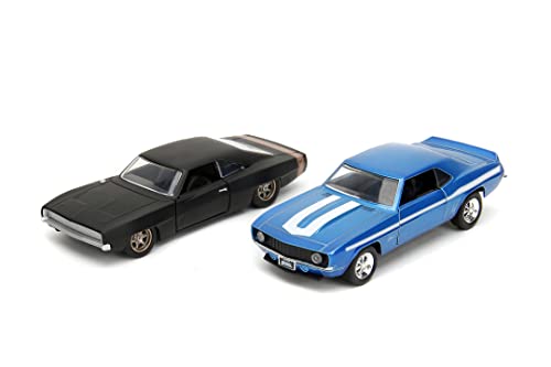 Jada Toys - Fast and Furious Autos (2er-Set) - 1969 Chevrolet Camaro & 1968 Dodge Charger Widebody - 2 Legacy Series Modellautos mit Türen zum Öffnen, 1:32, 19cm, ab 8 Jahre, Wave 2, Set 1 von Jada Toys