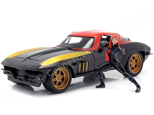 Jada Toys JA31749 31749 1:24 1966 Chevy Corvette und Black Widow Figur von Jada Toys