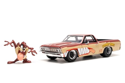 Jada Toys Looney Tunes Taz & 1967 Chevrolet EL Camino - Chevy Modellauto (19 cm) mit Tasmanian Devil Figur (5 cm), Spielzeug-Set aus Metall für Erwachsene & Kinder ab 8 Jahre von Jada Toys