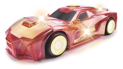 Jada Toys Marvel Light Hero Iron Man Auto (15 cm) - Superhelden-Spielzeugauto ab 3 Jahre mit Friktion und coolen Licht- &-Sound-Effekten, Auto-Spielzeug für Kinder, inkl. Batterien von Jada Toys