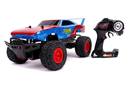 Jada Toys 253229000 Marvel RC-Auto Spiderman Daytona, 1969 Dodge Charger Daytona Elite, Ferngesteuertes Auto, 4x4 Allradantrieb, Turbofunktion, 2-Kanal Funkfernbedienung, USB-Ladefunktion, inkl. Batterien, 0.05 von Jada Toys