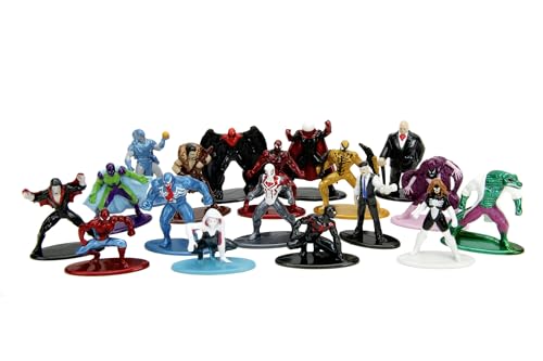 Jada Toys Marvel Spider-Man Figuren (18 Stück) - Multi-Set Nano-Sammelfiguren aus Metall, u.a. mit Spider-Man, Spider-Woman & Venom, für Fans und Sammler ab 3 Jahre, je 4 cm von Jada Toys