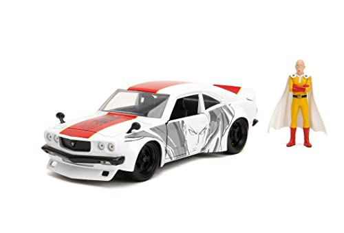 Jada Toys One Punch Man Figur Saitama & Modellauto 1974er Mazda RX-3 - Set aus Actionfigur (7 cm) und Spielzeug-Auto (20 cm) für Manga- und Anime-Fans ab 8 Jahre, Weiß von Jada Toys