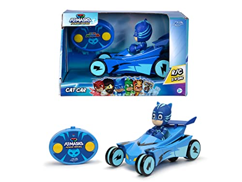 Jada Toys PJ Masks Cat Car als ferngesteuertes Spielzeugauto (19 cm) - Pyjamahelden RC Auto Katzenflitzer mit Catboy inkl. Fernbedienung, bis 2,5 km/h, Spielzeug für Kinder ab 3 Jahre, Blau von Jada Toys