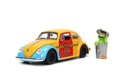 Jada Toys VW Käfer 1959 mit Figur Oscar aus der Sesamstraße - bunter Volkswagen Beetle (16,5 cm) aus Metall, für Auto-Sammler und Fans der Sesamstraße ab 8 Jahre von Jada Toys