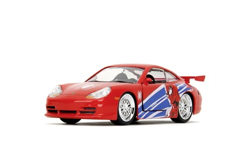 Jada Toys Spider-Man Auto Porsche 911 GT3 RS (13,5 cm) - Superhelden-Modellauto aus Metall mit Türen zum Öffnen, Marvel Spielzeug für Fans und Kinder ab 8 Jahre von Jada Toys