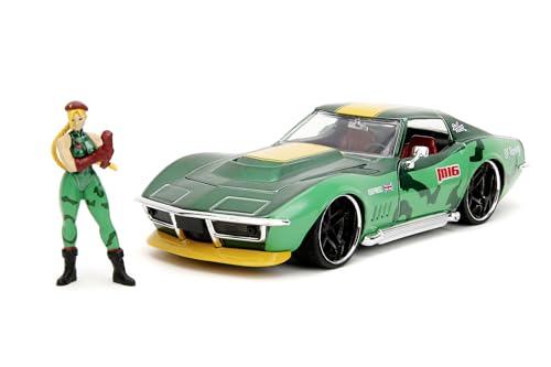 Jada Toys Street Fighter Figur Cammy White mit Modellauto 1969er Chevrolet Corvette Stingray ZL1 - Set aus Actionfigur (7 cm) und Spielzeugauto (20 cm) für Fans und Kinder ab 8 Jahre von Jada Toys