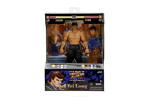 Jada Toys Street Fighter Figur FEI-Long (15 cm) - bewegliche Sammel- und Actionfigur aus Street Fighter 2: The Final Challengers, mit alternativem Kopf, Händen und Zubehör, ab 13 Jahre von Jada Toys