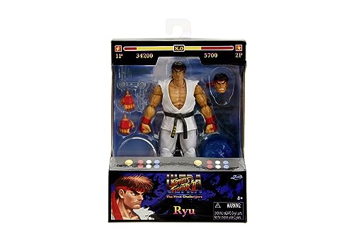 Jada Toys Street Fighter Figur RYU (15 cm) - bewegliche Sammel- und Actionfigur aus Street Fighter 2: The Final Challengers, mit alternativem Kopf, Händen und Zubehör, ab 13 Jahre von Jada Toys