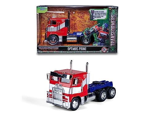 Jada Toys Transformers Optimus Prime (T7) als Auto-Truck aus Transformers Aufstieg der Bestien, Die Cast Modellauto für Kinder und Erwachsene ab 8 Jahre, 1:24, 27cm, rot-blau von Jada Toys