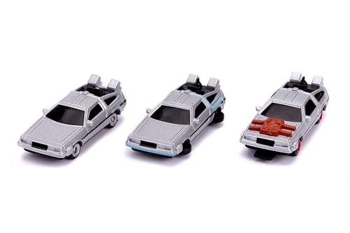 Jada - ZURÜCK IN DIE Zukunft Set 3 Verschiedene Mini-Automodelle 4 cm Delorean 1 2 3 Nano Blister NV-5 Back to The Future von Jada Toys