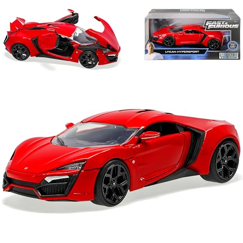 Lykan Hypersport Coupe Rot The Fast and The Furious 7 1/24 Jada Modell Auto mit individiuellem Wunschkennzeichen von Jada Toys