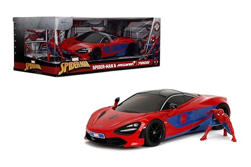 Jada Toys Marvel Spider-Man 1:24 McLaren 720S Die-Cast Car & 7.0 cm Miles Morales Figur, Spielzeug für Kinder und Erwachsene von Jada Toys