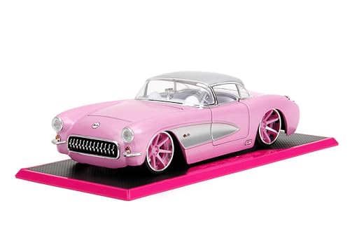 Pink Slips 1:24 W4 1957 Chevy Corvette Druckguss-Auto mit Sockel, Spielzeug für Kinder und Erwachsene (Rosa) von Jada Toys