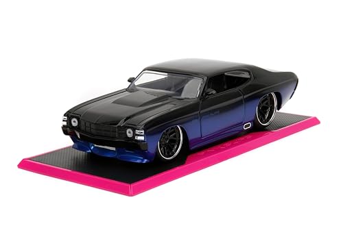 Pink Slips 1:24 W5 1971 Chevy Chevelle SS Druckguss-Auto mit Basis, Spielzeug für Kinder und Erwachsene (Blau/Schwarz Farbverlauf) von Jada Toys