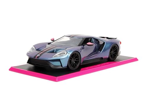 Jada Toys Pink Slips 1:24 W7 2017 Ford GT Druckguss-Auto, Spielzeug für Kinder und Erwachsene (Metallic Lila/Blau) von Jada Toys