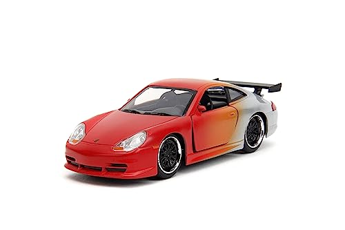 Pink Slips 1:32 W1 Porsche 911 GT3RS Die-Cast Auto, Spielzeug für Kinder und Erwachsene (Primer Rot/Orange/Silber) von Jada Toys