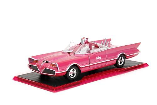 Pink Slips W7 1:24 Classic TV-Serie Batmobil Druckguss-Auto mit Basis, Spielzeug für Kinder und Erwachsene (Rosa) von Jada Toys