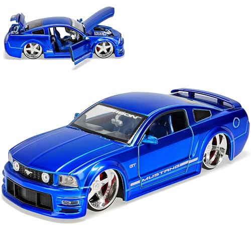 Sonderposten Ford Mustang V 1. Generation Shelby GT-500KR Blau 2004-2009 1/24 Jada Modell Auto mit individiuellem Wunschkennzeichen von Jada Toys