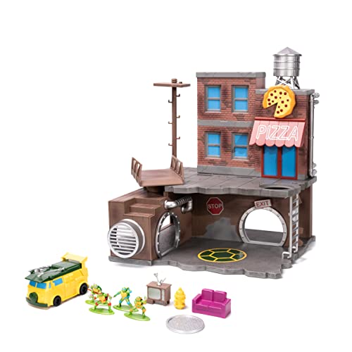 Teenage Mutant Ninja Turtles Turtle Lair Nano-Szene mit 4,2 cm großen Druckguss-Sammelfiguren, Spielzeug für Kinder und Erwachsene von Jada Toys