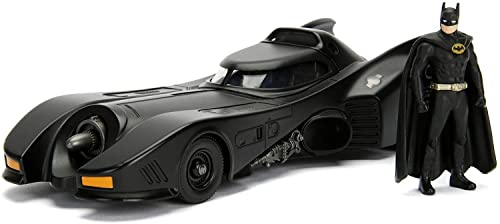 Jada Toys Batmobil 1989, hochdetailiertes 1:24 Modellauto inkl. Batman-Figur, Cockpit und Türen können geöffnet werden, mit Freilauf, schwarz von Jada Toys